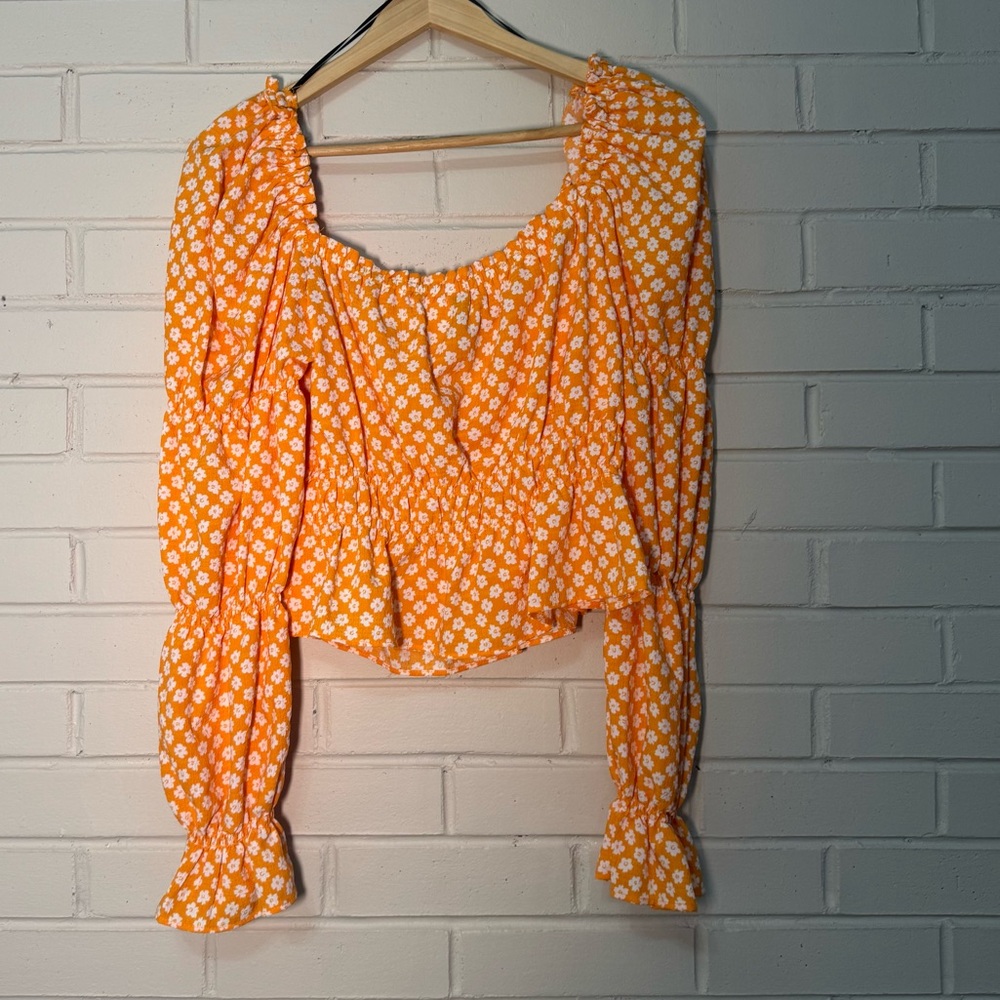 H&M Orange Floral Women's Top